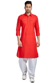 Tomato Red Cotton Men Kurta Pajama