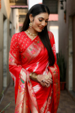 Tomato Red Silk Tie And Dye Printed Saree