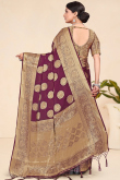 Traditional Plum Purple Weaved Zari Broad Border Viscose Saree 