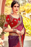 Traditional Printed Multi Color Chiffon Bandhej Saree 