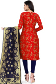 Traditional Rust Orange Brocade Churidar Suit