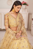 Trombone Yellow Net Embroidered Lehenga