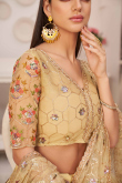 Trombone Yellow Net Embroidered Lehenga