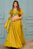 Trombone Yellow Organza Embroidered A-Line Style Lehenga
