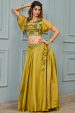 Trombone Yellow Organza Embroidered A-Line Style Lehenga