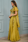 Trombone Yellow Organza Embroidered A-Line Style Lehenga