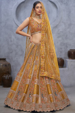 Trombone Yellow Silk Blend Embroidered A Line Lehenga