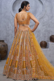 Trombone Yellow Silk Blend Embroidered A Line Lehenga