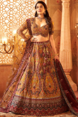Trombone Yellow Silk Blend Panelled Embroidered Lehenga