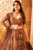 Trombone Yellow Silk Blend Panelled Embroidered Lehenga