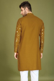 Trombone Yellow Silk Kurta with Zari Work for Diwali Festive Wear