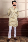 Trombone Yellow Silk Resham Embroidered Men's Kurta Pajama