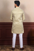 Trombone Yellow Silk Resham Embroidered Men's Kurta Pajama