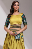 Trombone Yellow Silk Weaved A Line Lehenga 
