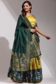 Trombone Yellow Silk Weaved A Line Lehenga 