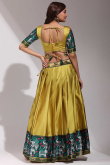 Trombone Yellow Silk Weaved A Line Lehenga 