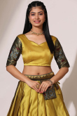 Trombone Yellow Silk Woven Zari A Line Lehenga 