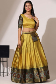 Trombone Yellow Silk Woven Zari A Line Lehenga 