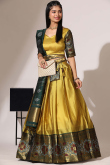Trombone Yellow Silk Woven Zari A Line Lehenga 