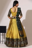 Trombone Yellow Silk Woven Zari A Line Lehenga 