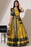 Trombone Yellow Silk Woven Zari Flared Style Lehenga