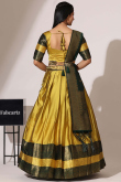 Trombone Yellow Silk Woven Zari Flared Style Lehenga