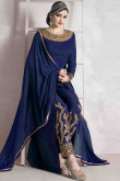 Blue Georgette Ankle Length Suit with Chiffon Dupatta