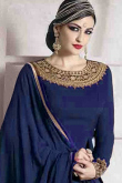 Blue Georgette Ankle Length Suit with Chiffon Dupatta