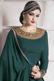 Green Color Georgette Trouser Suit With Dupatta