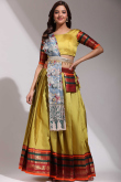 Turmeric Yellow Casual Wear Weaved Zari Silk Lehenga 