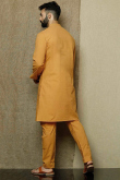Turmeric Yellow Cotton Men Kurta With Trouser Pant