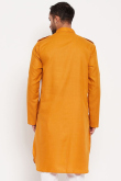 Turmeric Yellow Cotton Silk Men's Kurta Chuidar For Festival