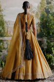 Turmeric Yellow Dori Embroidered Silk Flared Style Wedding Lehenga