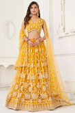 Turmeric Yellow Flared Net Lehenga with Sequins Work 