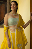 A Line Lehenga in Georgette Turmeric Yellow for Wedding 