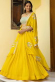 A Line Lehenga in Georgette Turmeric Yellow for Wedding 