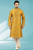 Turmeric Yellow Jacquard Woven Zari Kurta Pajama