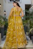 Turmeric Yellow Net Sequins Embroidered Flared Style Lehenga