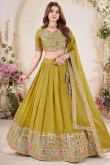 Turmeric Yellow Poly Georgette Embroidered Flared Style Lehenga 