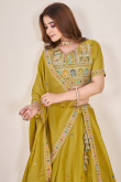Turmeric Yellow Poly Georgette Embroidered Flared Style Lehenga 