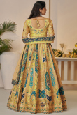 Turmeric Yellow Silk Blend Embroidered Panelled Lehenga 