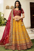 Turmeric Yellow Silk Lehenga With Velvet Choli