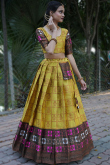 Turmeric Yellow Silk Woven Zari Flared Style Lehenga