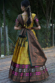 Turmeric Yellow Silk Woven Zari Flared Style Lehenga