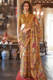 Turmeric Yellow Viscose Printed Light Weight Saree