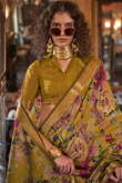 Turmeric Yellow Viscose Printed Light Weight Saree