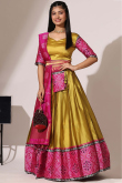 Turmeric Yellow Weaved Zari Silk Casual Wear Lehenga 