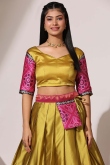 Turmeric Yellow Weaved Zari Silk Casual Wear Lehenga 
