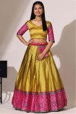 Turmeric Yellow Weaved Zari Silk Casual Wear Lehenga 