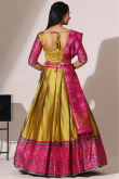 Turmeric Yellow Weaved Zari Silk Casual Wear Lehenga 